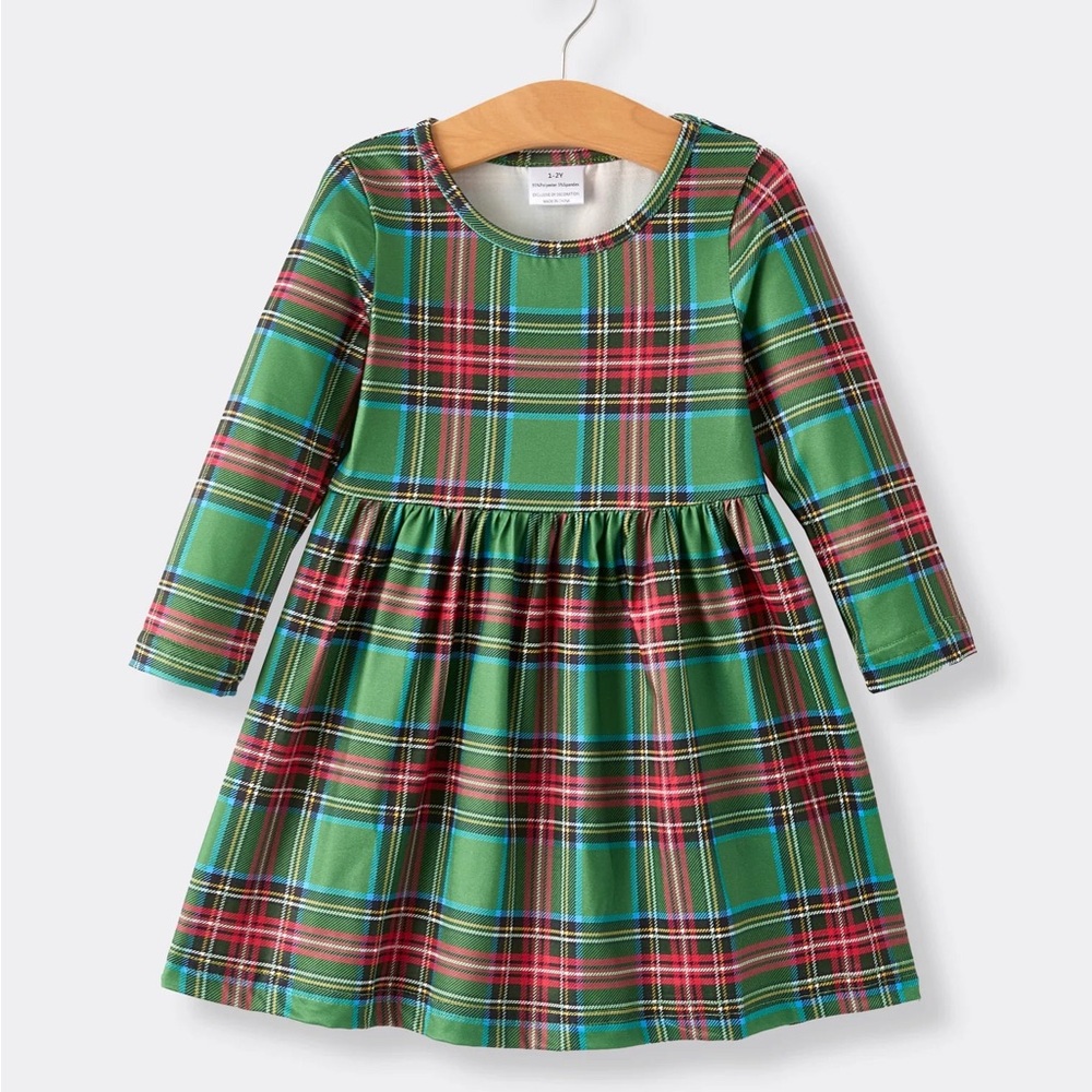Plaid Christmas Long Sleeve Dress